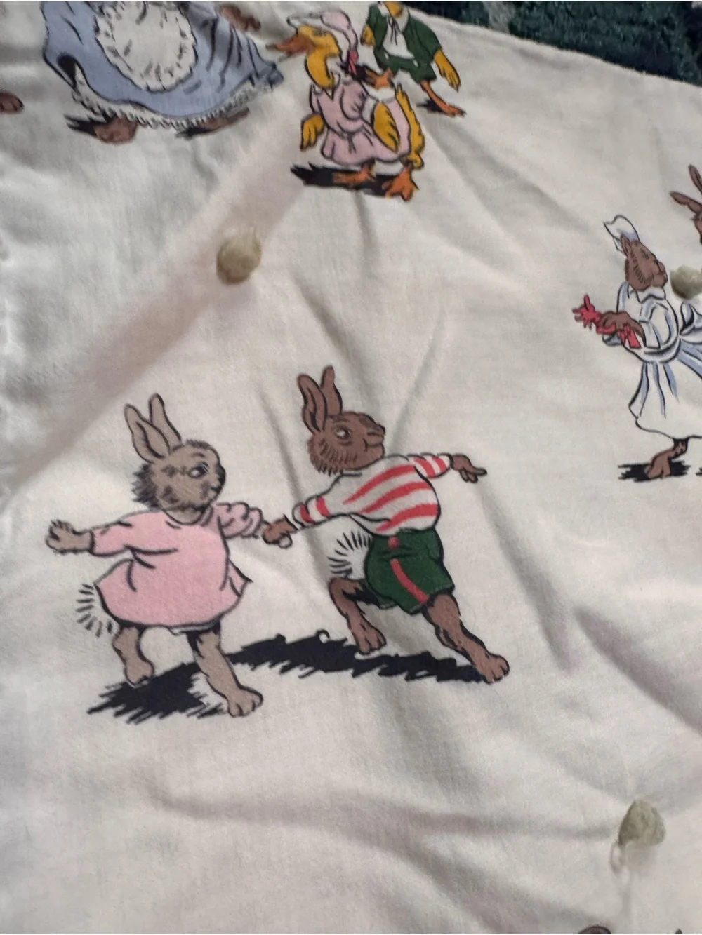 Vintage rare Children's Storybook Print crib blanket bedding